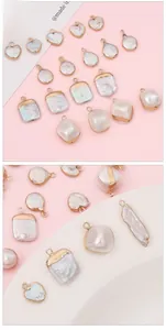 Detailed view of baroque pearls with gold edges in heart, drop, and irregular shapes