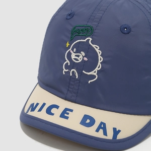 Sneldrogende baseballpet voor kinderen in marineblauw met happy dinosaurus borduursel