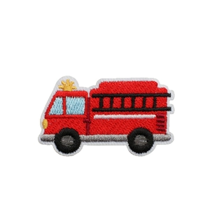 Embroidered red fire truck patch for children clothing DIY crafts and repair appliques
