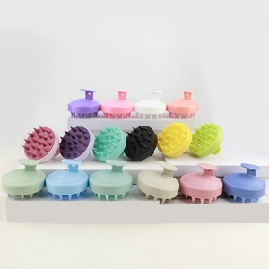Multi-color silicone scalp massager brushes with 19 teeth for hair washing and scalp care