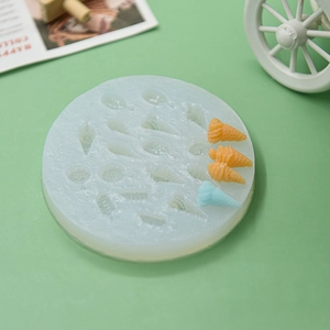 Macro detail of round silicone mold for miniature ice cream cone fondant and resin crafts