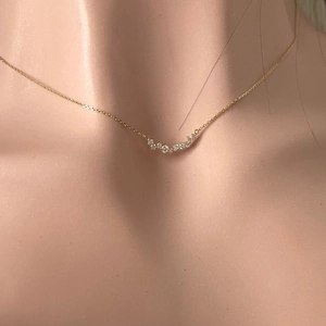 Elegant 925 sterling silver smile necklace with micro-set diamonds for women