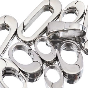 Stainless Steel Oval Spring Ring Clasps Jewelry Connector Buckles For DIY Necklace Bracelet Making Findings Polished