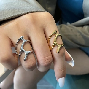 Irregular Liquid Metal Ring Alloy Lava Style Hollow Out Niche Minimalist Avant-Garde Jewelry For Women