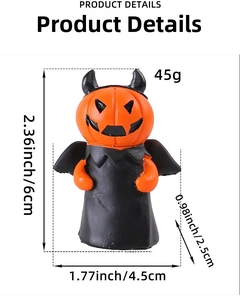 Detailed dimensions of 6cm tall resin Halloween pumpkin devil figurine weighing 45g