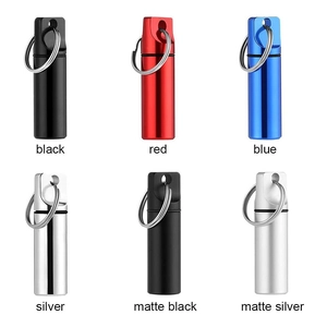 Portapillole portachiavi in alluminio in nero, rosso, blu, argento e finiture opache