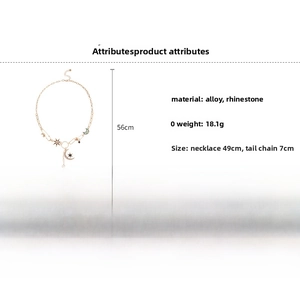 Détail du collier bohème étoile et lune avec les spécifications de taille et poids
