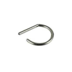 Polished silver titanium D-shaped hinged ring for nose and lip body piercing jewelry