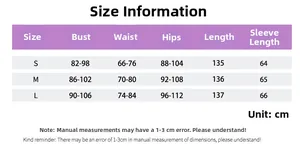 Detailed size chart for sexy slim fit slit dress with bust waist and hip measurements