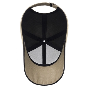 Internal structure of khaki outdoor baseball cap with breathable lining and adjustable buckle