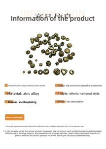 Detailed view of antique bronze alloy spacer beads with ethnic embossed patterns for DIY