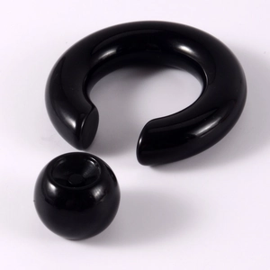 Large black acrylic BCR captive bead ring piercing for ear, nose, and PA jewelry