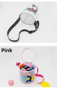 Mesh beach bags for kids with shark and tropical fish prints for toy storage