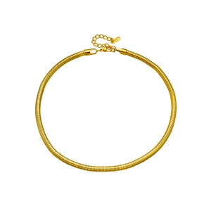 Polished gold snake chain necklace made of durable titanium steel with lobster clasp