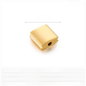 Detail showing 9mm gold-plated stainless steel square bead for DIY jewelry making