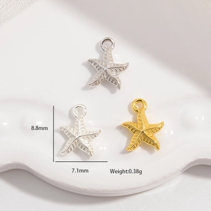 S925 sterling silver starfish pendant in gold and silver finish with size markings