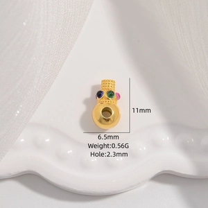 Detail of S925 silver cylinder bead with colorful stones and 11mm by 6.5mm dimensions