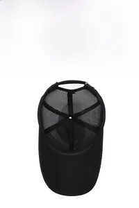 Detail of breathable black mesh panel on summer sports baseball cap for airflow