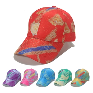 Women Colorful Graffiti Print Baseball Cap Polyester Curved Brim Adjustable Sun Protection Fashion Casual Streetwear Hat