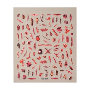 Realistic 3D Halloween wound stickers with bloody scars and stitches for party nail art