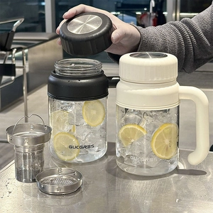 Gucgres large capacity borosilicate glass tea cups with handles and tea infuser sets