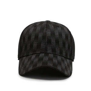 Elastic fitted baseball cap with vertical pinstripe texture and solid structured crown