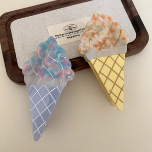 Pince À Cheveux En Acétate Forme Crème Glacée Color Block Doux Shark Clip Jolis Accessoires Cheveux Été Femmes Filles