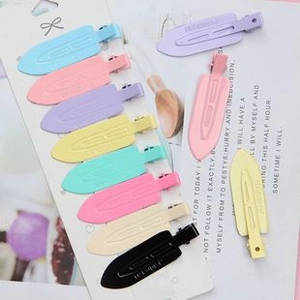 Lot de 10 barrettes à cheveux macarons sur carte blanche avec finition mate