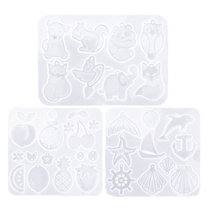 Three-piece set of transparent silicone molds for DIY animal and fruit earring pendants