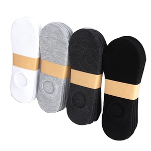 Men's cotton low-cut no-show socks in white, grey, and black colors for summer