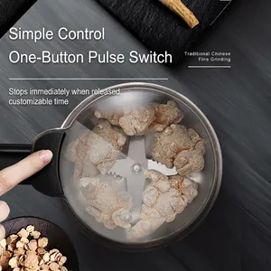 Electric stainless steel grain grinder with transparent lid for herbs and spices