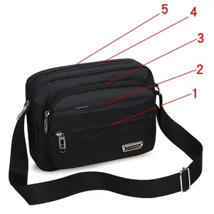 Men Messenger Bag Oxford Fabric Waterproof Multi-Layer Zippers Large Capacity Shoulder Crossbody Bag Casual Business Travel