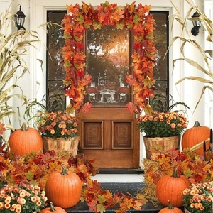 5,7 ft herfst esdoornblad slinger voor voordeur boog en Thanksgiving feest decoratie