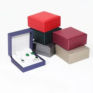 Brushed PU Leather Jewelry Box For Necklace Earrings Ring Storage Elegant Flip Top Gift Case Display Organizer