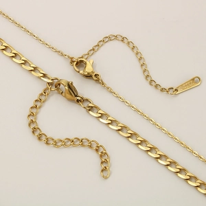 Golden double-layered hollow heart pendant necklace in stainless steel with lobster clasp