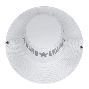 Chapeau de soleil blanc à large bord avec aération en filet pour pêche et rando