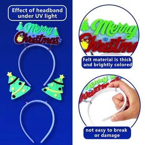 Fluorescent Christmas headband with felt tree and Merry Christmas letters for party