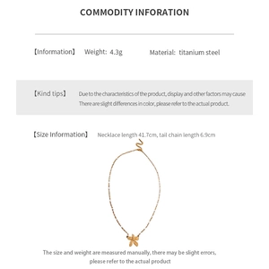 Detailed spec sheet for titanium steel flower pendant necklace showing size and weight