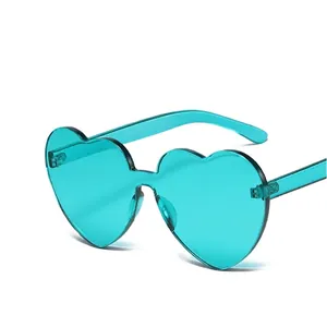 Heart Shaped Sunglasses Rimless PC UV Protection Candy Colors Party Festival Y2K Trendy Eyewear For Women