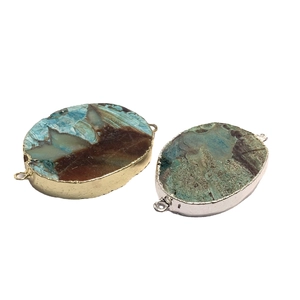 Conectores de piedra ágata con bordes dorados y plateados para la creación de joyas