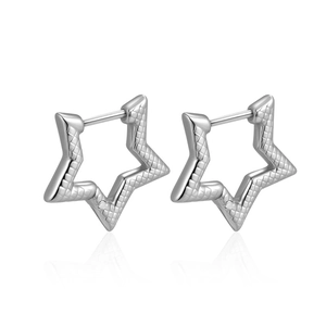 Boucles d'oreilles en forme d'étoile en acier inoxydable avec motif quadrillé diamant