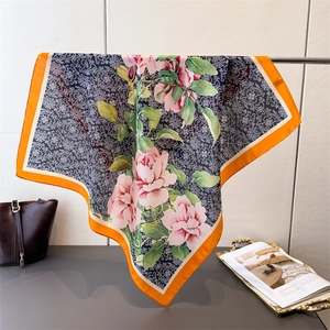 Foulard Quadrato in Raso con Stampa Peonia Elegante da Donna Foulard Vintage Floreale per Testa e Collo per Accessori Moda Quotidiani Festa Pendolarismo