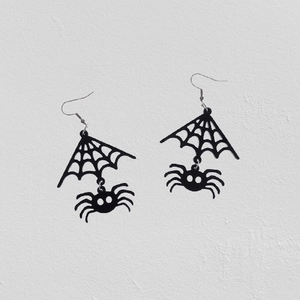 Halloween Spider Web And Spider Drop Earrings Acrylic Gothic Punk Jewelry Novelty For Men Women