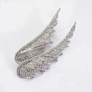 Elegante Spilla Ala Di Angelo Lega Intarsiata Strass Luccicanti Corsage Di Piume Spilla Da Abito Gioielli Regalo