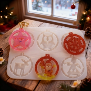 Moules de Noël en silicone pour résine avec motifs de flocons de neige et de renne