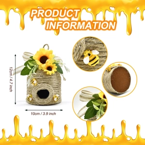 Bee festival decorative twine honeycomb with sunflowers and sizes 4.7 x 3.9 inch