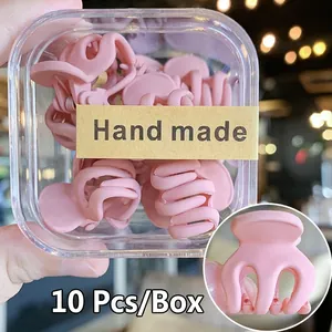 Pack de 10 pinzas para el cabello mate rosa en caja transparente para peinados