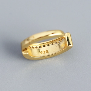 Luxurious gold S925 silver huggie earrings with interior micro-pave white zircon stones