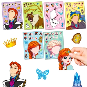 Disney Frozen DIY face swap sticker set featuring Elsa and Anna characters for kids
