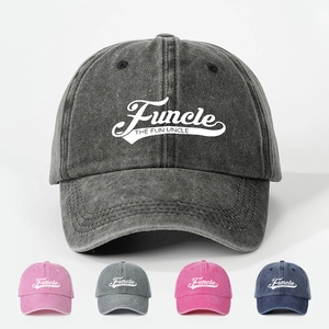 Funcle Letter Print Washed Baseball Cap The Fun Uncle Retro Distressed Adjustable Sun Hat Unisex